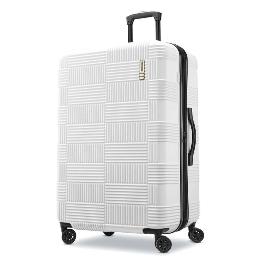 American Tourister NXT Hardside Large Checked Spinner Suitcase - White